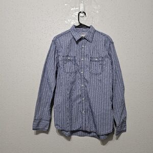 Vintage Italia Gingham Button Up Shirt Men’s L Blue Check Cotton Workwear Style